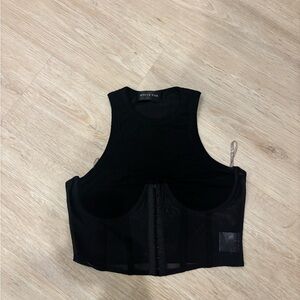 White Fox Black Mesh Sleeveless Crop Top